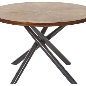 Stół do jadalni ⌀ 120 cm ciemne drewno z szarym 567433 Stół do jadalni ⌀ 120 cm ciemne drewno z szarym 567433