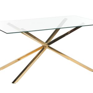 Stół do jadalni 160 x 90 cm dla 4 osób szklany złote 137247