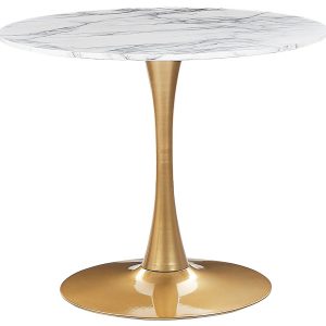 Stół do jadalni 90 cm biały marmur ze złotym 710937