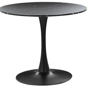 Stół do jadalni 90 cm czarny marmur z czarnym 710936 Stół do jadalni 90 cm czarny marmur z czarnym 710936