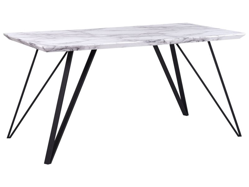 Stół do jadalni efekt marmuru 150x80 biały 193983