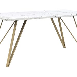 Stół do jadalni efekt marmuru 150×80 biały 177390 Stół do jadalni efekt marmuru 150×80 biały 177390