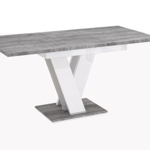 Stół do jadalni kuchni salonu rozkładany MALVI beton, biały połysk 259454 Stół do jadalni kuchni salonu rozkładany MALVI beton, biały połysk 259454