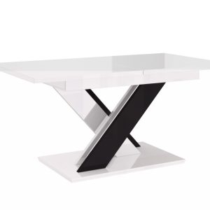 Stół do jadalni kuchni salonu rozkładany ONYX biały i czarny połysk 259472 Stół do jadalni kuchni salonu rozkładany ONYX biały i czarny połysk 259472