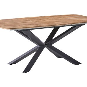 Stół do jadalni rozkładany 140/180 x 90 cm MDF metalowe nogi brązowy 825612 Stół do jadalni rozkładany 140/180 x 90 cm MDF metalowe nogi brązowy 825612
