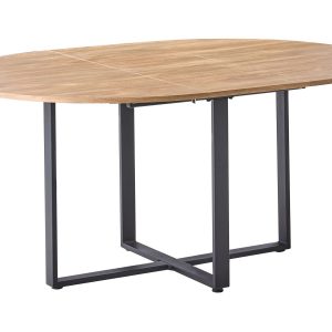 Stół do jadalni rozkładany blat MDF żelazne nogi 120/160 x 120 cm brązowy 825615 Stół do jadalni rozkładany blat MDF żelazne nogi 120/160 x 120 cm brązowy 825615