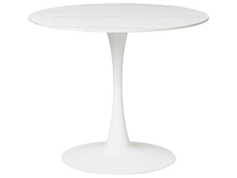 Stół do kuchni jadalni 90 cm biały efekt marmuru 843855