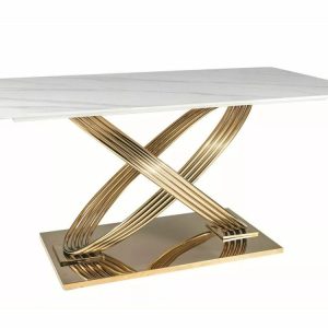 Stół HERMES 160×90 biały marmur/złoty 925647
