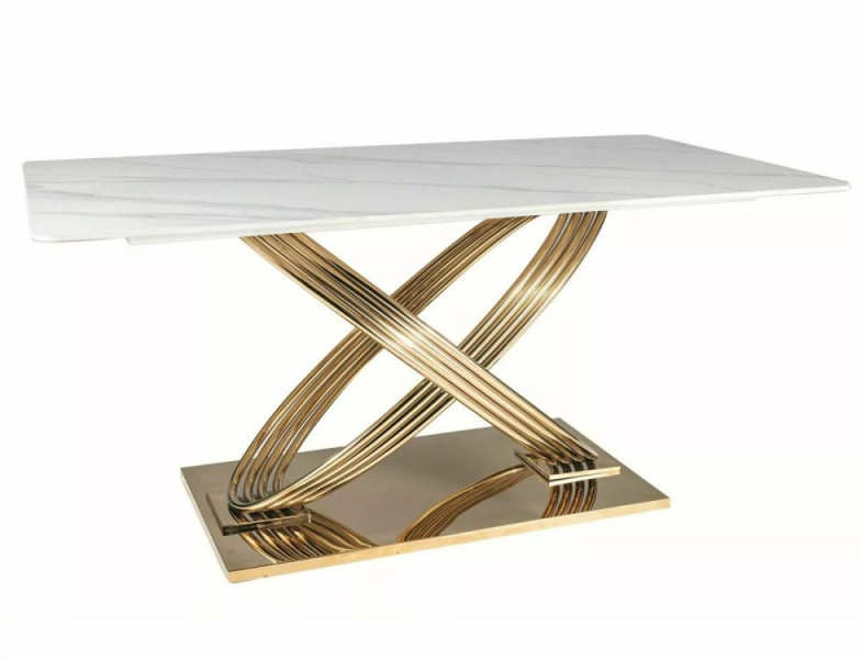Stół HERMES 160x90 biały marmur/złoty 925647