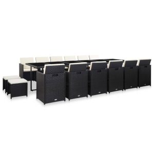 Stół i krzesła ogrodowe Czarny Technorattan with footrest vidaXL 1072137