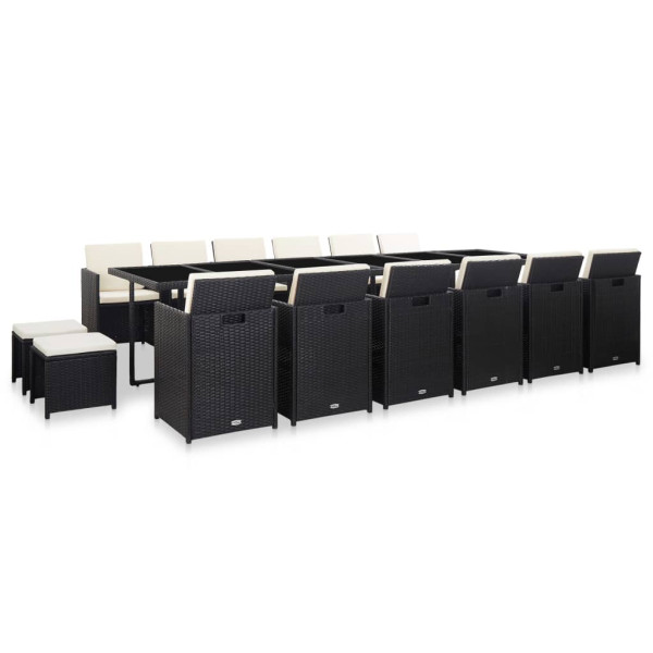 Stół i krzesła ogrodowe Czarny Technorattan with footrest vidaXL 1072137