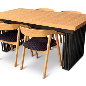 Stół Iron 90×180/260cm + 4 Krzesła Dębowe Sztaplowane Mega T Black 1060280 Stół Iron 90×180/260cm + 4 Krzesła Dębowe Sztaplowane Mega T Black 1060280