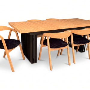 Stół Iron 90×180/260cm + 6 Krzesła Dębowe Sztaplowane Mega T Black 1060281 Stół Iron 90×180/260cm + 6 Krzesła Dębowe Sztaplowane Mega T Black 1060281