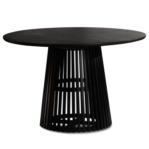 Stół Jadalniany 120 cm Drewno Mango Czarny Metalowa Rama Okrągły Stół 710724 Stół Jadalniany 120 cm Drewno Mango Czarny Metalowa Rama Okrągły Stół 710724