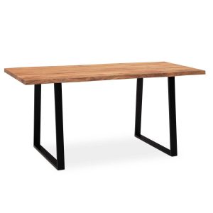 Stół Jadalniany 140 cm Drewno Lite Akacjowe Metal Czarny Krawędź drzewa 710691 Stół Jadalniany 140 cm Drewno Lite Akacjowe Metal Czarny Krawędź drzewa 710691