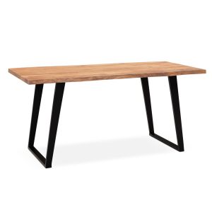 Stół Jadalniany 160 cm Drewno Lite Akacjowe Metal Czarny Krawędź drzewa 710708 Stół Jadalniany 160 cm Drewno Lite Akacjowe Metal Czarny Krawędź drzewa 710708