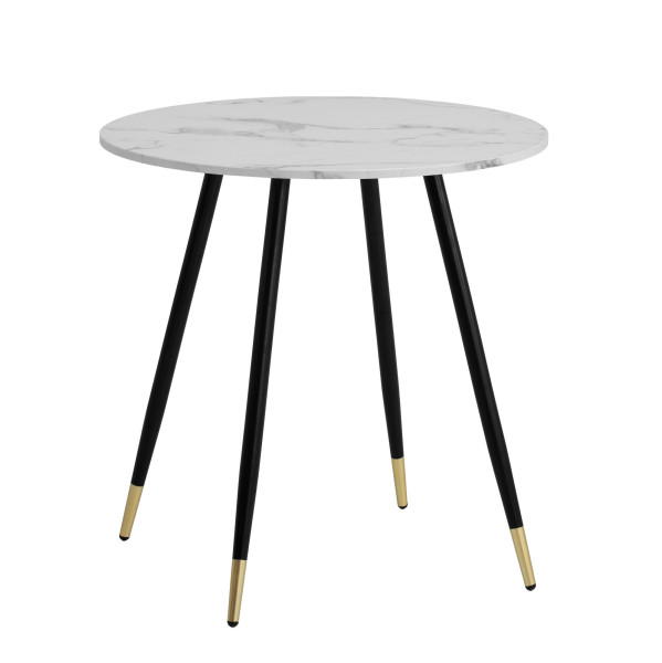 Stół Jadalniany 75 cm Wzór Marmuru Stół Kuchenny Metalowe Nogami Okrągły 710714