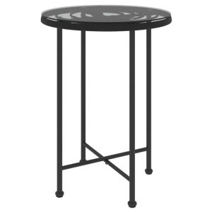 Stół jadalniany, czarny, Ø55 cm, szkło hartowane i stal 630584