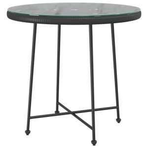 Stół jadalniany, czarny, Ø80 cm, szkło hartowane i stal 630562