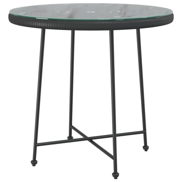 Stół jadalniany, czarny, Ø80 cm, szkło hartowane i stal 630562
