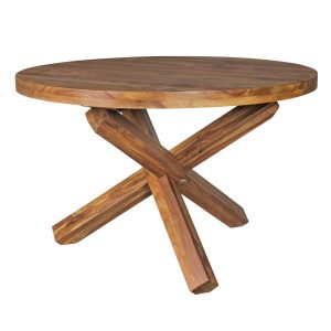 Stół Jadalniany Okrągły 120 cm Drewno w Stylu Wiejskim Brązowy 710703 Stół Jadalniany Okrągły 120 cm Drewno w Stylu Wiejskim Brązowy 710703