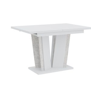 Stół kuchenny jadalniany rozkładany DOHA2 biały mat i dekor betonu 120×80 253113 Stół kuchenny jadalniany rozkładany DOHA2 biały mat i dekor betonu 120×80 253113