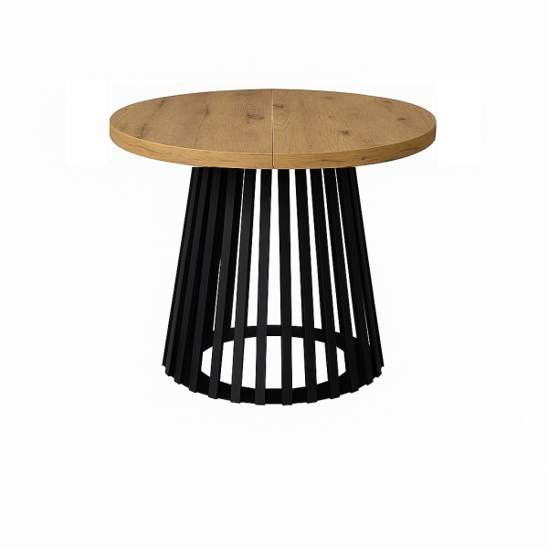Stół Lamele rozsuwany okrągły 80/180cm blat 3,6cm Metal 1020049
