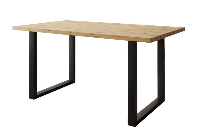 Stół loftowy SOFTI U rozkładany 140x90/200, Dąb Artisan, n. czarne 925018