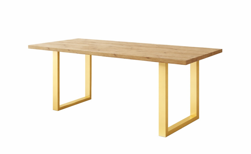Stół loftowy SOFTI U rozkładany 160x90/200, Dąb Artisan, n. złote 925047