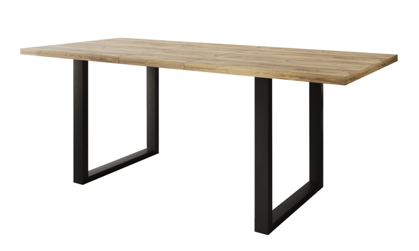 Stół loftowy SOFTI U rozkładany 160x90/200, Dąb Craft, n. czarne 925055