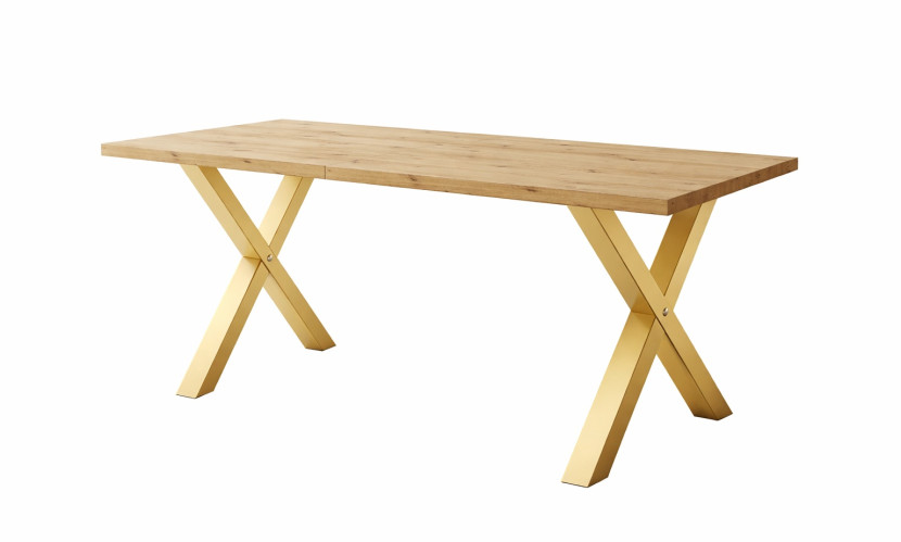 Stół loftowy SOFTI X nierozkładany 140x90, Dąb Artisan, n. złote 924989