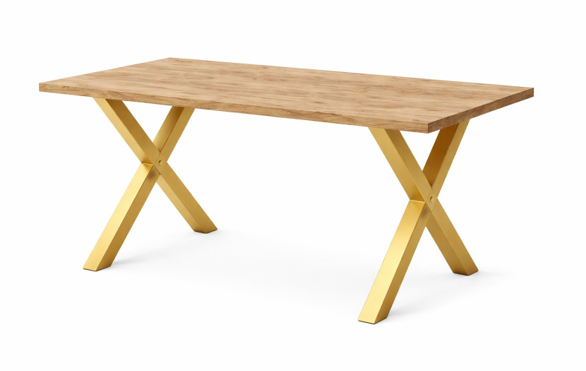 Stół loftowy SOFTI X nierozkładany 160x90, Dąb Craft, n. złote 924994
