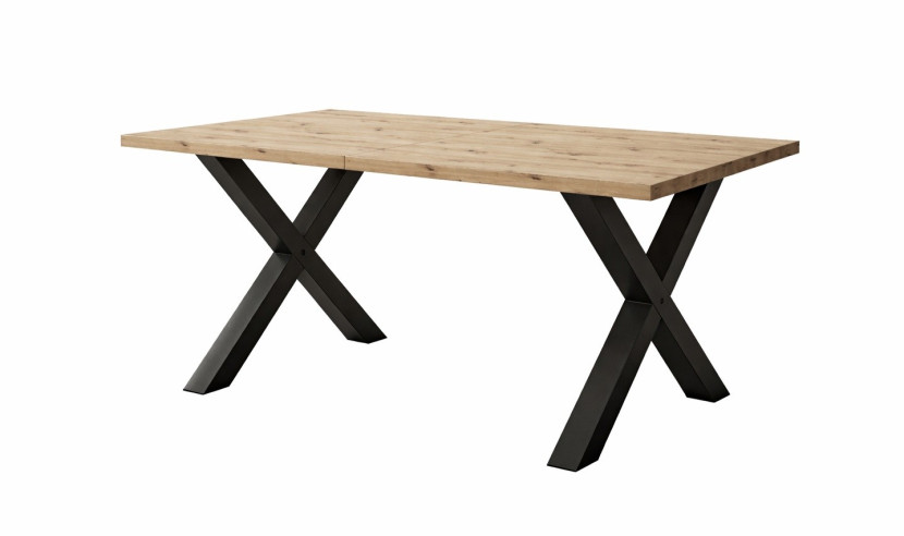 Stół loftowy SOFTI X rozkładany 160x90/200, Dąb Artisan, n. czarne 925019