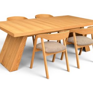 Stół Monolit Fornir 110×210/260cm + 4 Krzesła Dębowe Sztaplowane Bellini 06 1060279 Stół Monolit Fornir 110×210/260cm + 4 Krzesła Dębowe Sztaplowane Bellini 06 1060279
