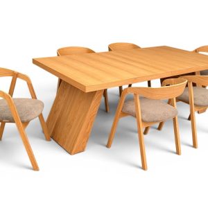 Stół Monolit Fornir110x210/260 +6 Krzeseł Dębowych Sztablowanych Bellini06 1060278