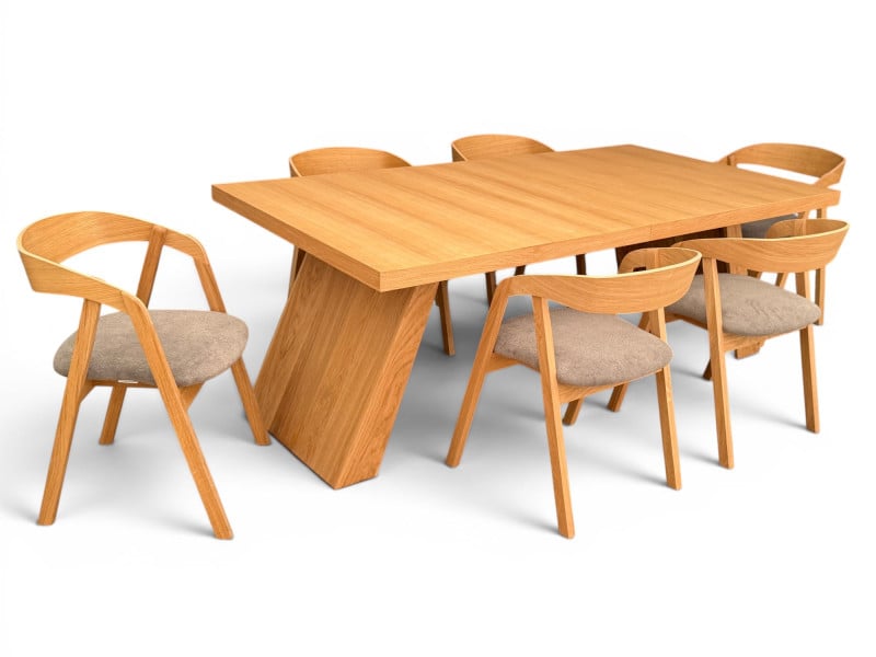 Stół Monolit Fornir110x210/260 +6 Krzeseł Dębowych Sztablowanych Bellini06 1060278