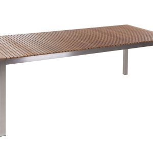 Stół ogrodowy 200 x 90 cm jasne drewno tekowe stal 356873
