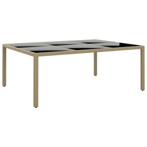 Stół ogrodowy, 200x150x75 cm, szkło i rattan PE, beżowy 630601 Stół ogrodowy, 200x150x75 cm, szkło i rattan PE, beżowy 630601