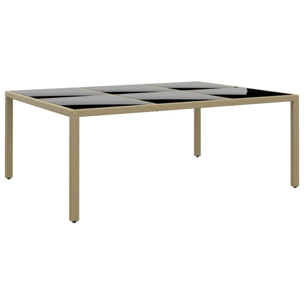 Stół ogrodowy, 200x150x75 cm, szkło i rattan PE, beżowy 630601