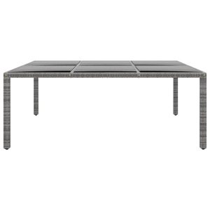 Stół ogrodowy, 200x150x75 cm, szkło i rattan PE, szary 630618 Stół ogrodowy, 200x150x75 cm, szkło i rattan PE, szary 630618