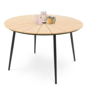 Stół ogrodowy aluminiowy okrągły 120 cm Palermo beżowy 236556