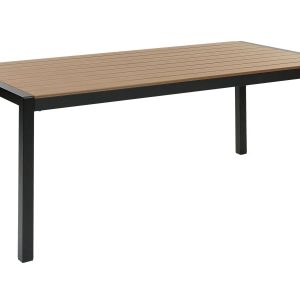 Stół ogrodowy aluminium 180 x 90 cm jasne drewno 76670 Stół ogrodowy aluminium 180 x 90 cm jasne drewno 76670