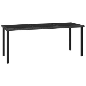 Stół ogrodowy Czarny 180 x 70 x 73 cm Technorattan vidaXL 205110 Stół ogrodowy Czarny 180 x 70 x 73 cm Technorattan vidaXL 205110