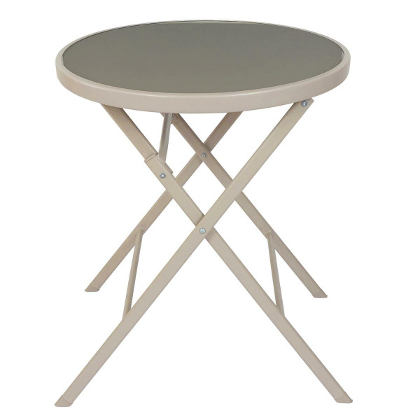 STÓŁ OGRODOWY Elba beżowy SKŁADANY okrągły 60cm 238864
