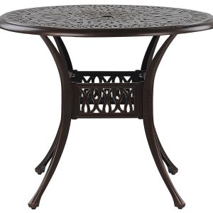 Stół ogrodowy okrągły 90 cm brązowy metal 115361 Stół ogrodowy okrągły 90 cm brązowy metal 115361