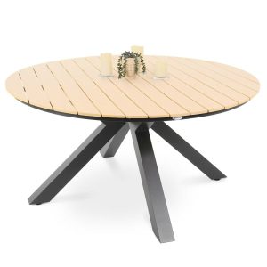 Stół ogrodowy okrągły aluminiowy Ravello 150 cm beżowy 236561 Stół ogrodowy okrągły aluminiowy Ravello 150 cm beżowy 236561