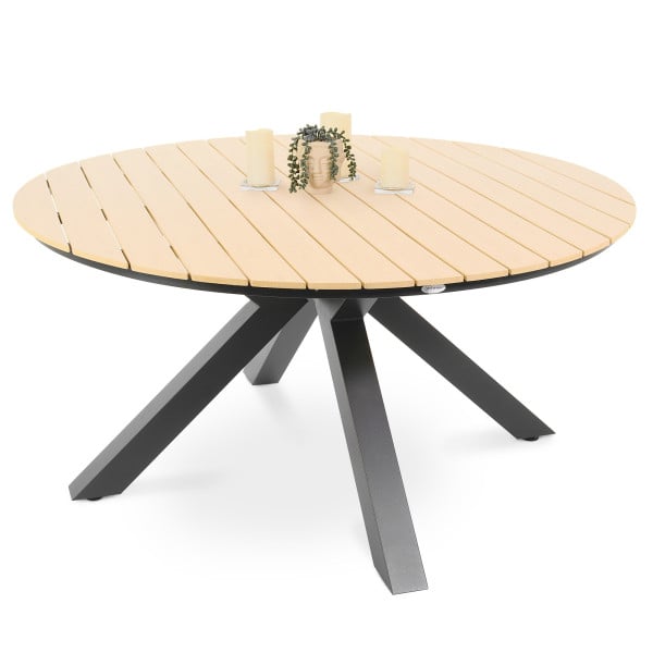 Stół ogrodowy okrągły aluminiowy Ravello 150 cm beżowy 236561