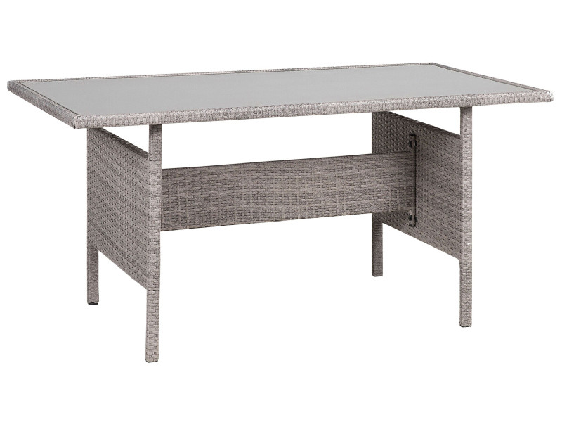 Stół ogrodowy rattan szkło 145x80 szary 65980
