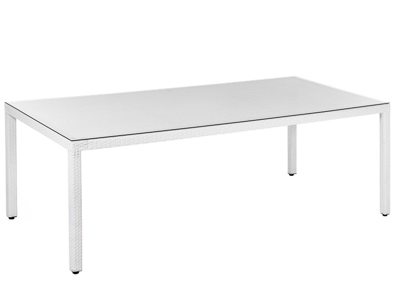 Stół ogrodowy rattan szkło 220x100 biały 66038