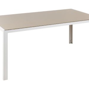 Stół ogrodowy stal szkło 160 x 90 beżowy 171713 Stół ogrodowy stal szkło 160 x 90 beżowy 171713